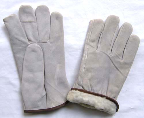 Grey full split cowhide driver glove