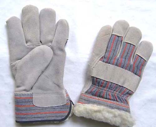 Grey split cowhide work glove